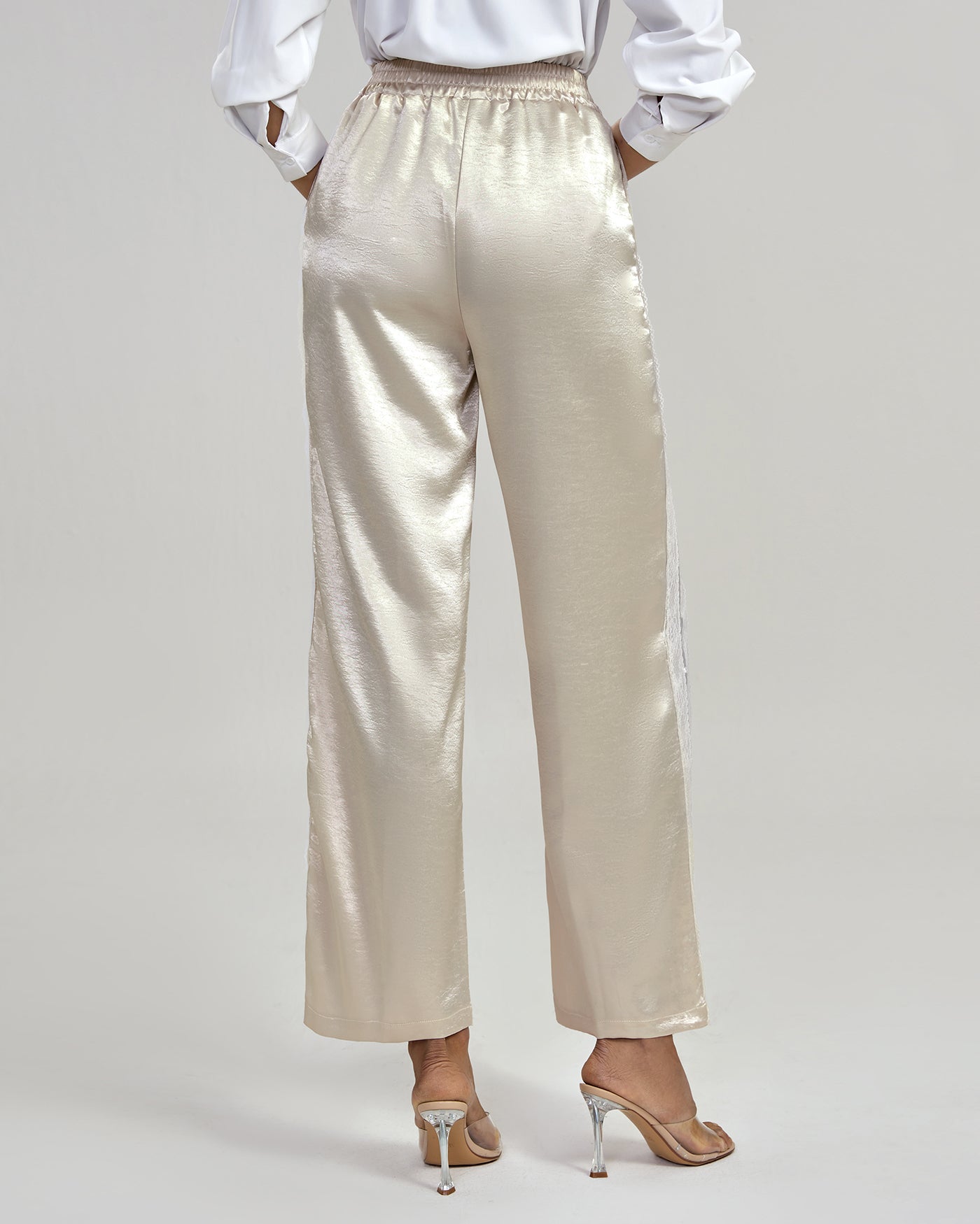 Anna-Berg | Casual Pant for Women, Elastic Waist, Cotton, Regular Fit, Apricot