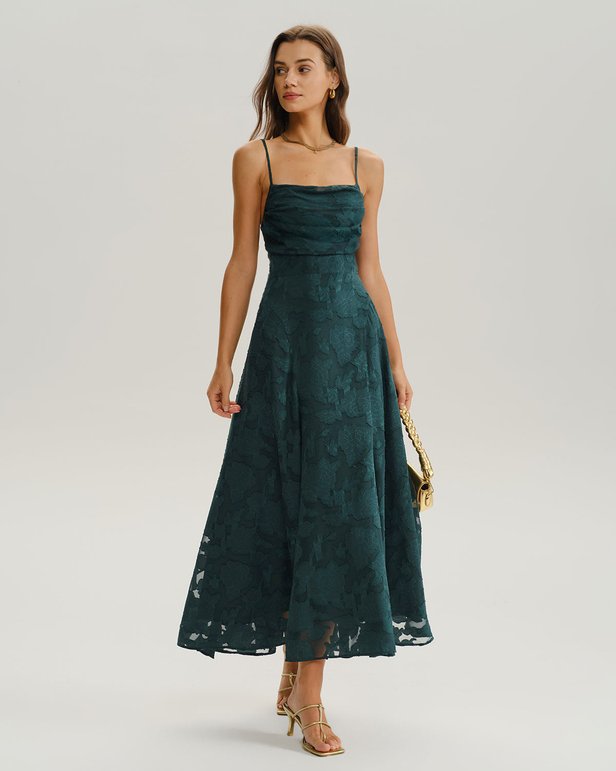 Anna-Berg | Emerald Floral Lace Slip Square Dress