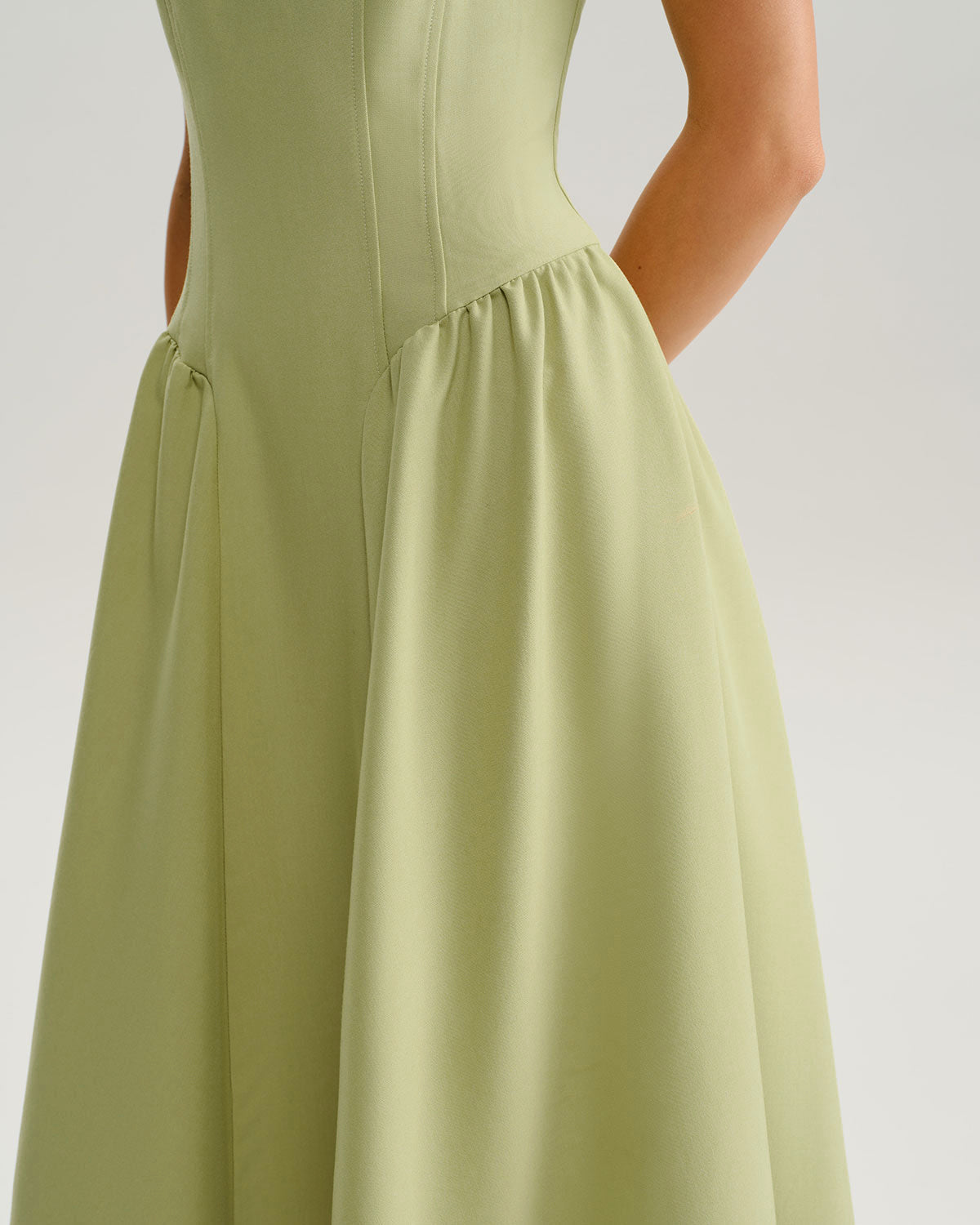 Anna-Berg | Sage Slip Sweetheart Neck Dress