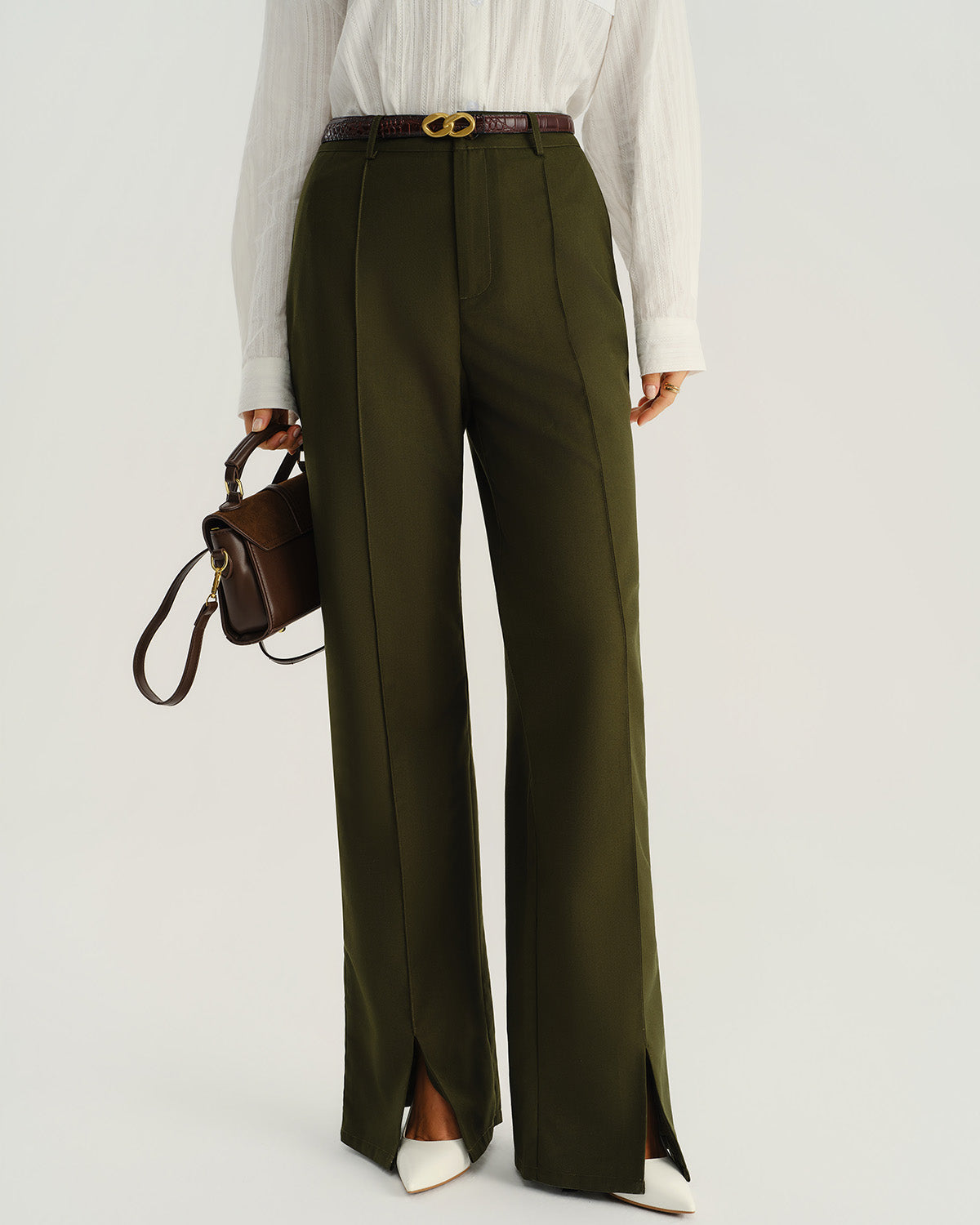 Anna-Berg | Green Natural Straight Pants for Women
