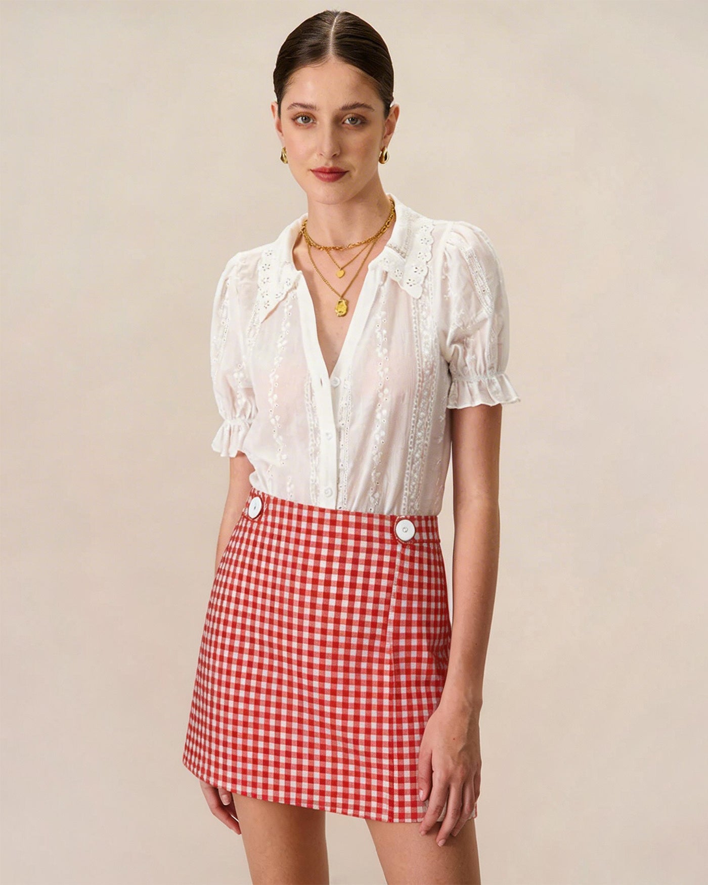 Anna-Berg | Plaid Skort for Women, Red, Casual Fit